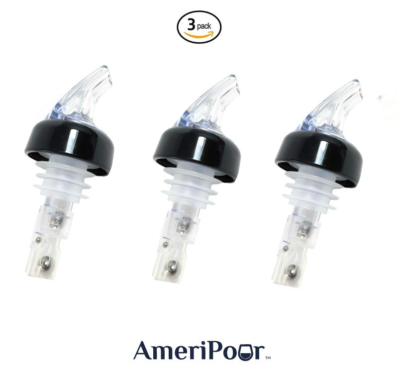 AmeriPour موزعات المشروبات المقاسة - سدادة كبيرة للزجاجات الكبيرة - مصنوعة 100% في الولايات المتحدة الأمريكية. فوهات بار لا تتسرب - لا تشققات، فقط صب كوكتيل مثالي في كل مرة. (شفاف، 1.5 أونصة (45 مل) - عبوة 3)  - Image 3